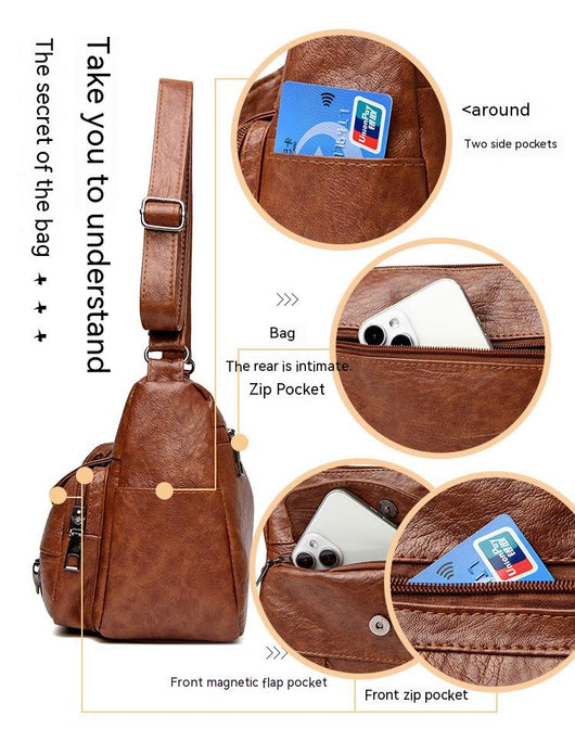 Bolso Bandolera de Cuero Texturizado Retro Gran Capacidad - Image 16