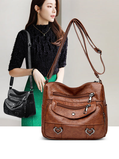 Bolso Bandolera de Cuero Texturizado Retro Gran Capacidad - Image 17
