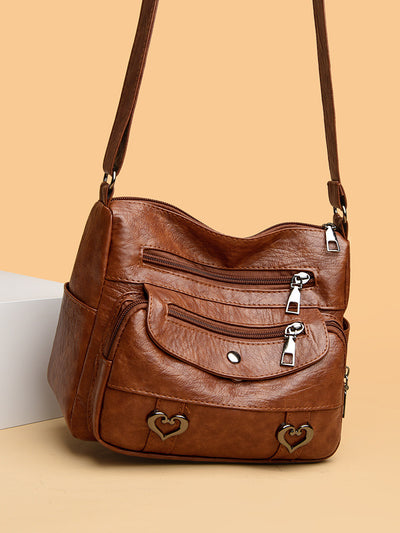Bolso Bandolera de Cuero Texturizado Retro Gran Capacidad - Image 18