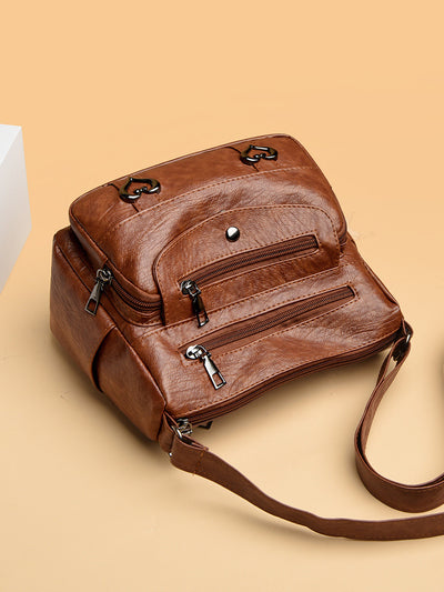 Bolso Bandolera de Cuero Texturizado Retro Gran Capacidad - Image 19
