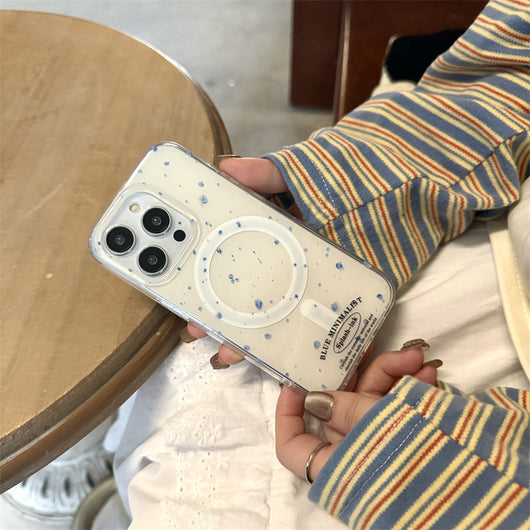 Funda Magnética para Celular Beige con Salpicadura Azul - Image 8