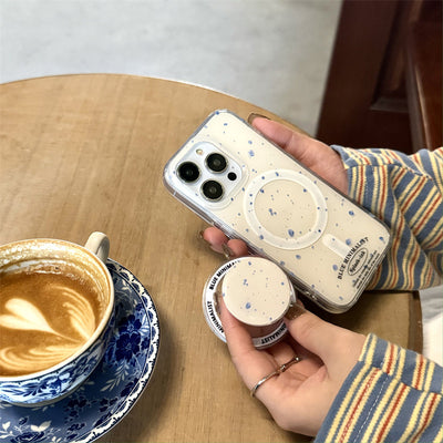 Funda Magnética para Celular Beige con Salpicadura Azul - Image 15