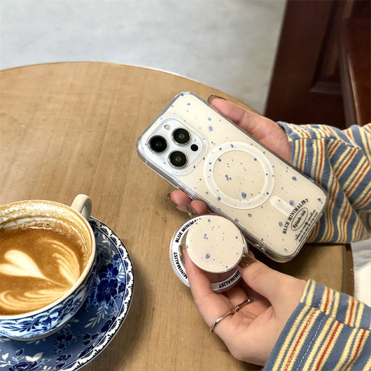 Funda Magnética para Celular Beige con Salpicadura Azul - Image 15