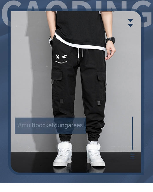 Pantalones Cargo Sueltos para Hombre - Estilo Trendy Otoño Primavera con Múltiples Bolsillos - Image 9