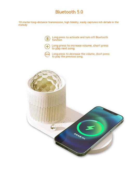 Parlante Bluetooth con Cargador Inalámbrico y Lámpara Nocturna Cielo Estrellado - Image 9