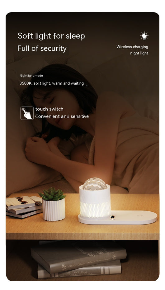 Parlante Bluetooth con Cargador Inalámbrico y Lámpara Nocturna Cielo Estrellado - Image 11