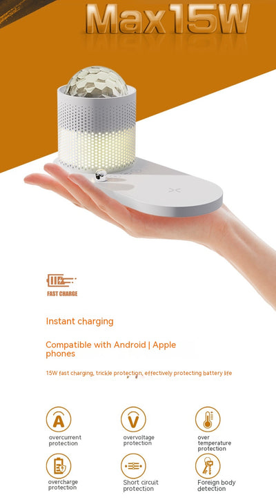 Parlante Bluetooth con Cargador Inalámbrico y Lámpara Nocturna Cielo Estrellado - Image 13