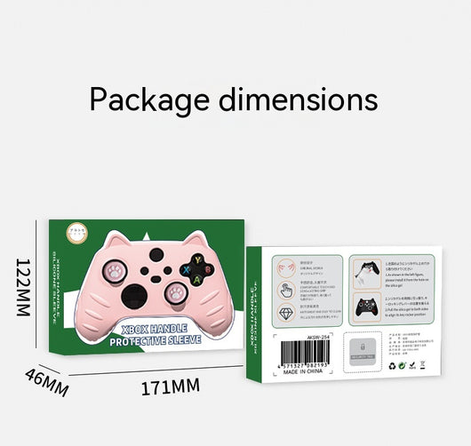 Light yellow silicone Xbox Series controller cover with cat ears, paw print joystick caps, and a cartoon cat sticker. - Image 17