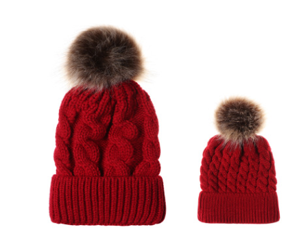 Gorro de Invierno Trenzado con Pompón - Juego Familiar Cálido - Image 22