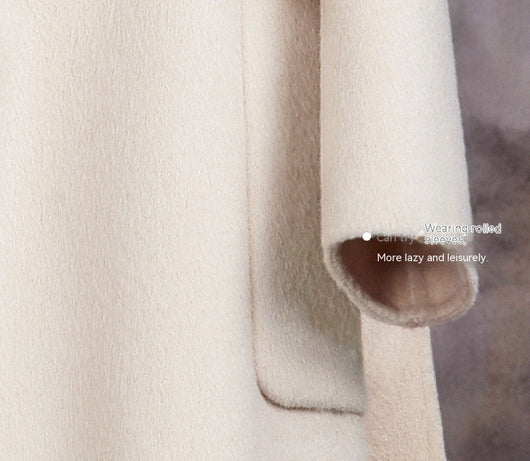 Abrigo de Lana Blanco Crema Ajustado Temperamento Otoño Invierno Mujer - Image 24