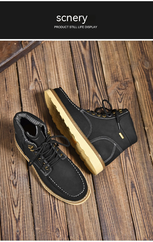 Botas de Trabajo Cuero Genuino Estilo Casual Británico Hombre - Image 13