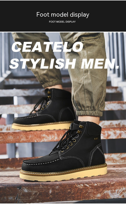 Botas de Trabajo Cuero Genuino Estilo Casual Británico Hombre - Image 17