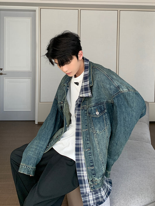Chaqueta Denim Falso Doble Tejido para Hombre Primavera Otoño - Image 16