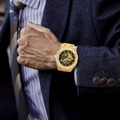 Reloj Mecánico Hip Hop Automático con Diamantes y Diseño Calado - Image 6
