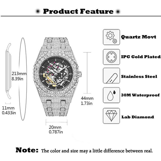 Reloj Mecánico Hip Hop Automático con Diamantes y Diseño Calado - Image 9