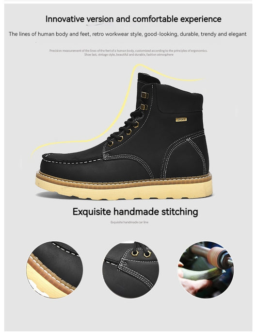 Botas de Trabajo Cuero Genuino Estilo Casual Británico Hombre - Image 28