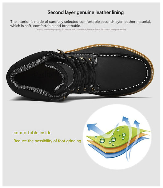 Botas de Trabajo Cuero Genuino Estilo Casual Británico Hombre - Image 29