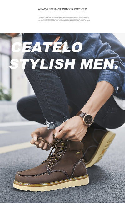 Botas de Trabajo Cuero Genuino Estilo Casual Británico Hombre - Image 39