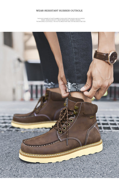 Botas de Trabajo Cuero Genuino Estilo Casual Británico Hombre - Image 42