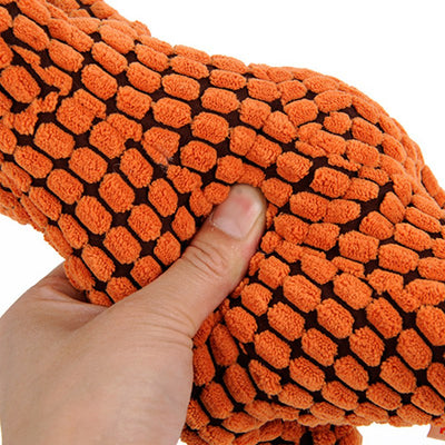 Brown textured corn velvet dinosaur plush toy with beige belly and black eyes, designed for dogs. - Image 18