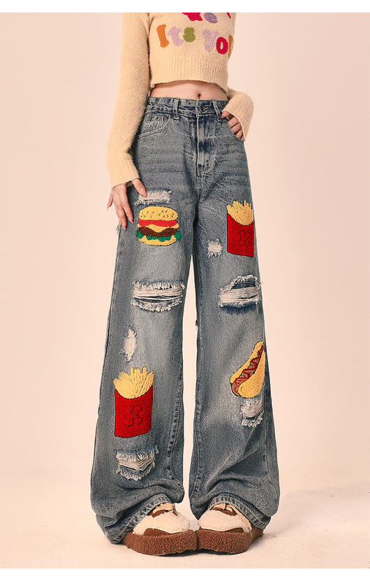 Pantalones Vaqueros Rotos Oversized de Pierna Recta Ancha para Mujer - Image 22