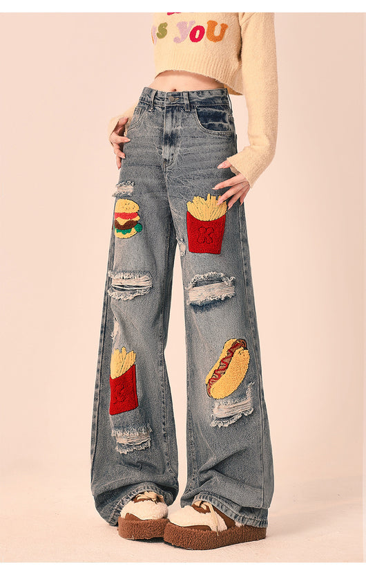 Pantalones Vaqueros Rotos Oversized de Pierna Recta Ancha para Mujer - Image 23