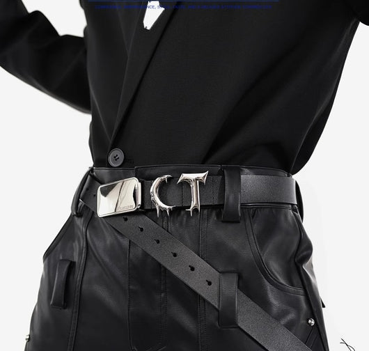 Cinturón Metálico Tridimensional con Costura Irregular - Diseño Trendy Unisex - Image 6