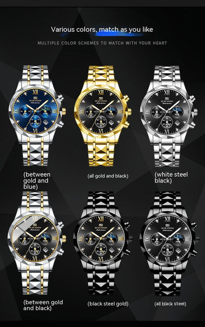 Reloj de Acero Tungsteno Resistente al Agua con Doble Calendario - Image 26