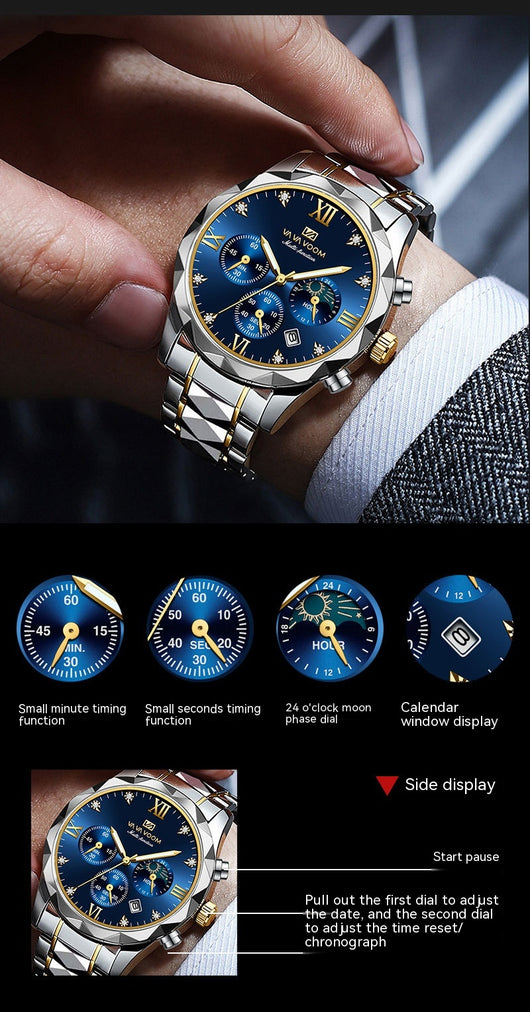 Reloj de Acero Tungsteno Resistente al Agua con Doble Calendario - Image 32