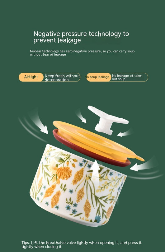 Recipiente Cerámico Portátil con Tapa para Microondas - Fiambrera Hermética Refrigerador - Image 20