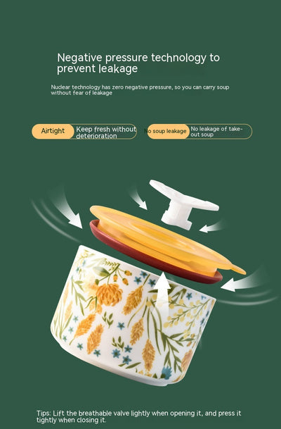Recipiente Cerámico Portátil con Tapa para Microondas - Fiambrera Hermética Refrigerador - Image 28