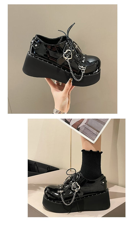 Zapatos Plataforma Punk Lolita en Cuero Negro - Image 34