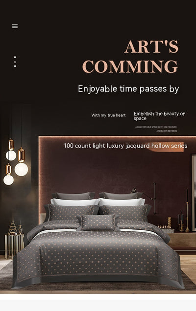 Juego de Cama Algodón Puro Jacquard Europeo 4 Piezas Lujo - Image 18