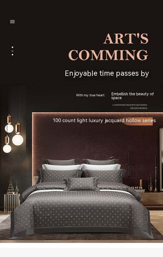 Juego de Cama Algodón Puro Jacquard Europeo 4 Piezas Lujo - Image 18