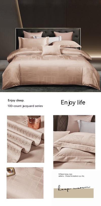 Juego de Cama Algodón Puro Jacquard Europeo 4 Piezas Lujo - Image 23