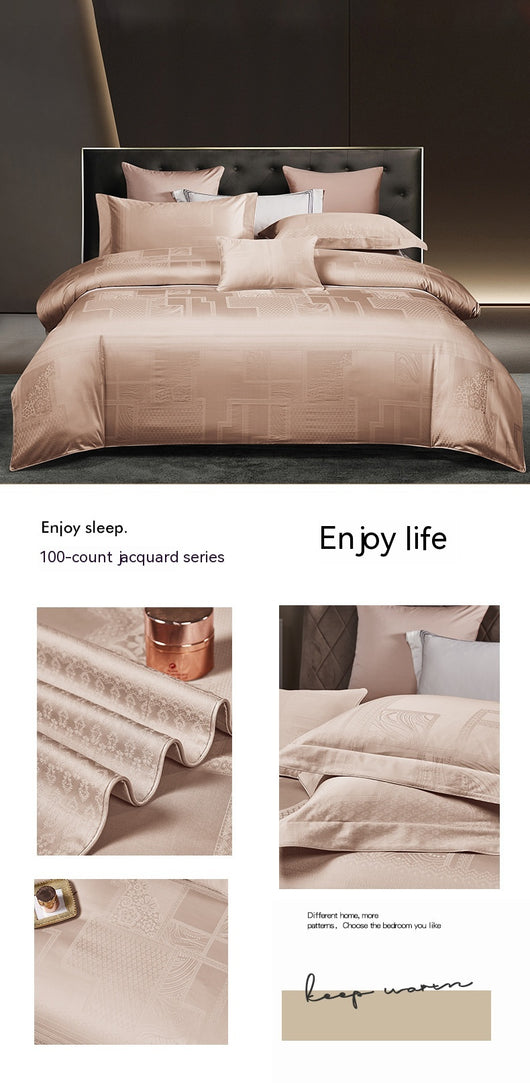 Juego de Cama Algodón Puro Jacquard Europeo 4 Piezas Lujo - Image 23
