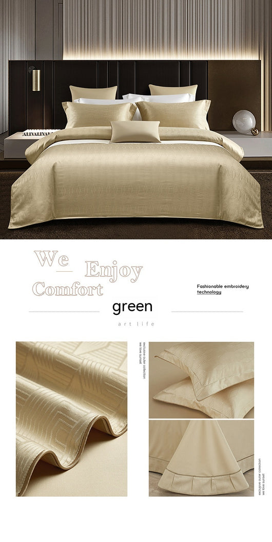 Juego de Cama Algodón Puro Jacquard Europeo 4 Piezas Lujo - Image 28