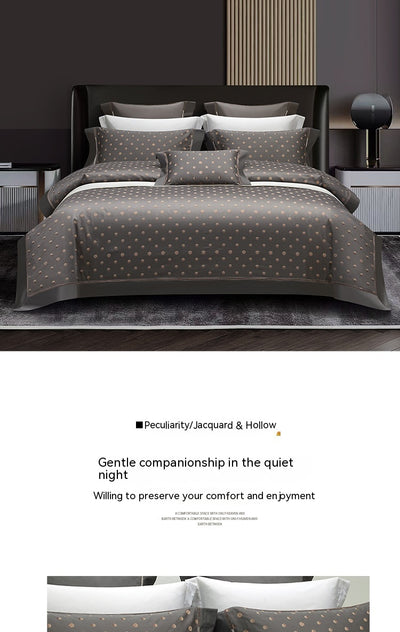 Juego de Cama Algodón Puro Jacquard Europeo 4 Piezas Lujo - Image 30