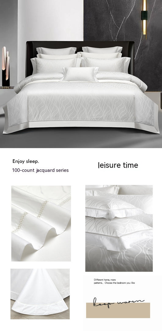 Juego de Cama Algodón Puro Jacquard Europeo 4 Piezas Lujo - Image 33