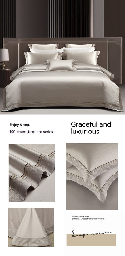 Juego de Cama Algodón Puro Jacquard Europeo 4 Piezas Lujo - Image 35