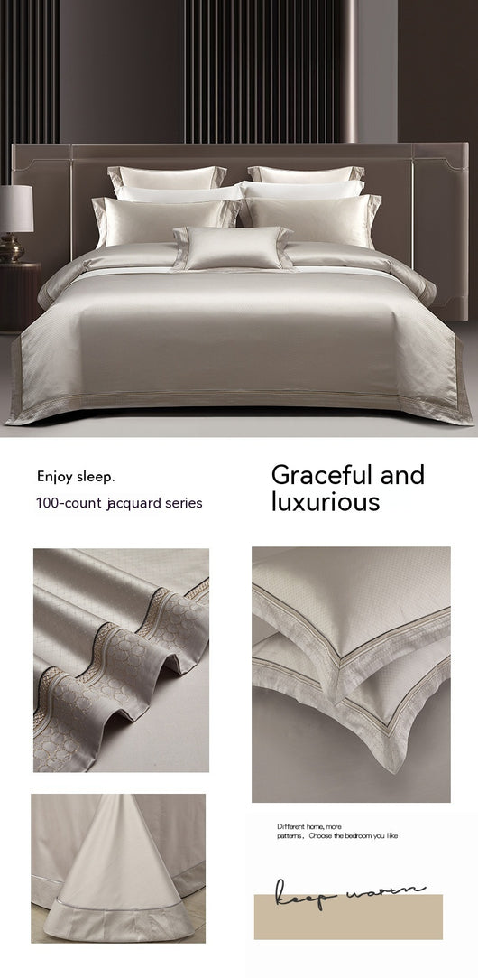 Juego de Cama Algodón Puro Jacquard Europeo 4 Piezas Lujo - Image 35