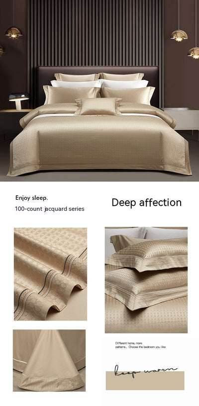 Juego de Cama Algodón Puro Jacquard Europeo 4 Piezas Lujo - Image 36