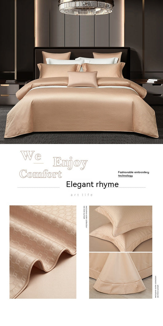 Juego de Cama Algodón Puro Jacquard Europeo 4 Piezas Lujo - Image 37