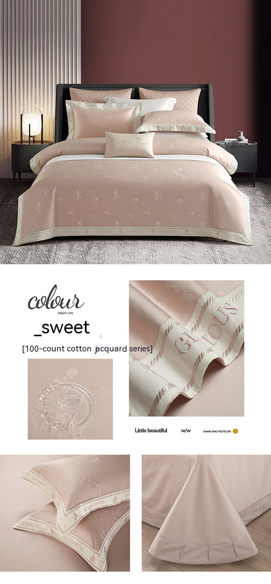 Juego de Cama Algodón Puro Jacquard Europeo 4 Piezas Lujo - Image 38