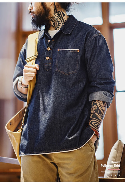 Camisa Vaquera Retro Americana para Hombre - Image 14