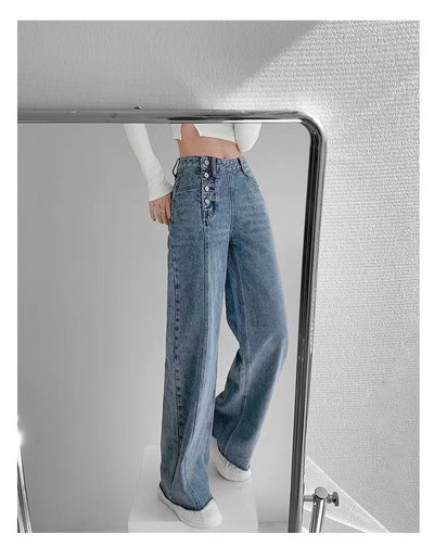 Pantalones Vaqueros de Cintura Alta con Diseño Irregular para Mujer - Image 13