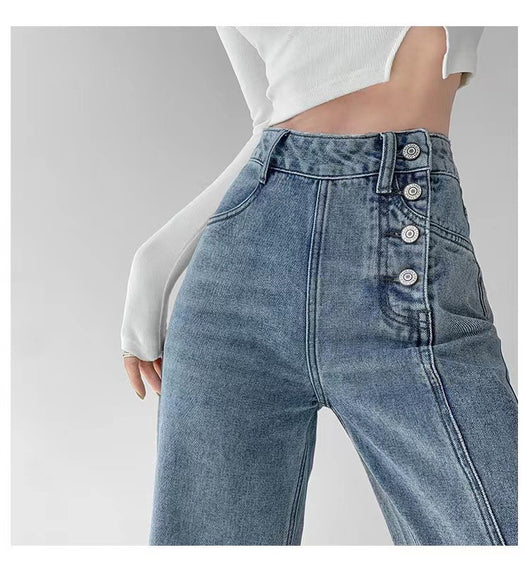 Pantalones Vaqueros de Cintura Alta con Diseño Irregular para Mujer - Image 17