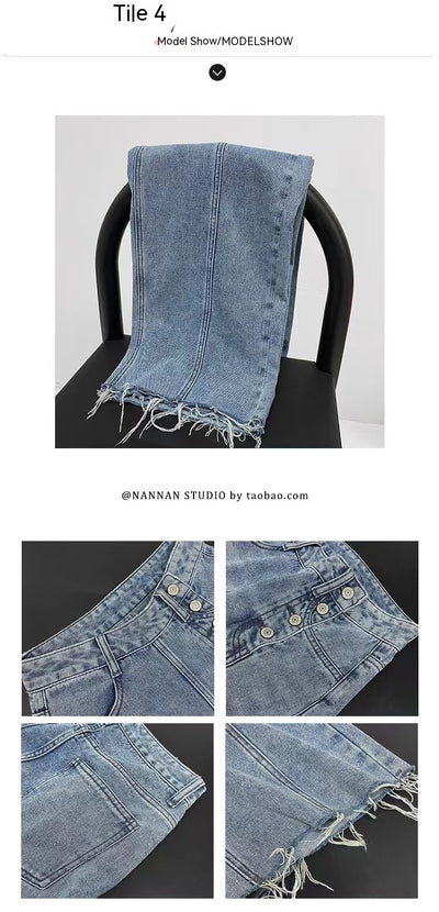 Pantalones Vaqueros de Cintura Alta con Diseño Irregular para Mujer - Image 19