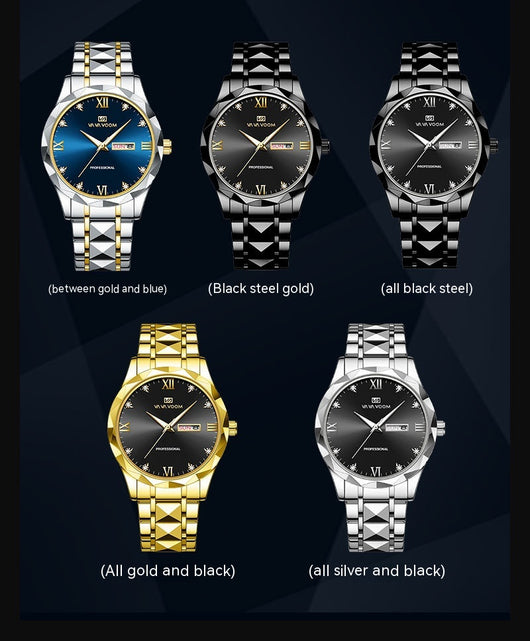 Reloj de Acero Tungsteno Resistente al Agua con Doble Calendario - Image 50