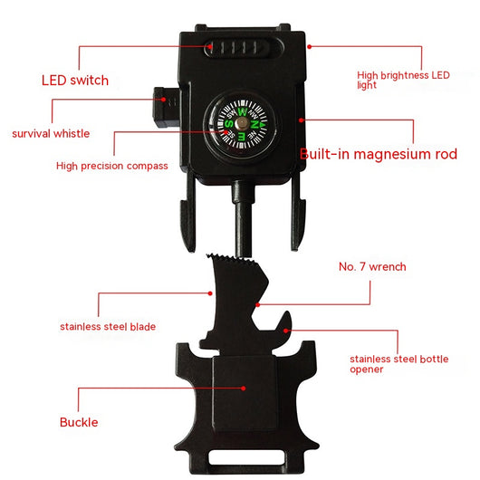 Reloj de Supervivencia Multifuncional LED Impermeable con Cordón Paracaídas - Image 19